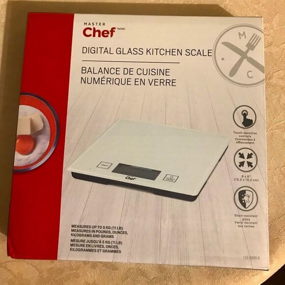 Master Chef Digital Glass Kitchen Scale New​ - Picture 1 of 4